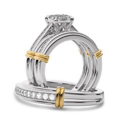 3/4 CT. Round Lab Created Diamond trio set Band Ring