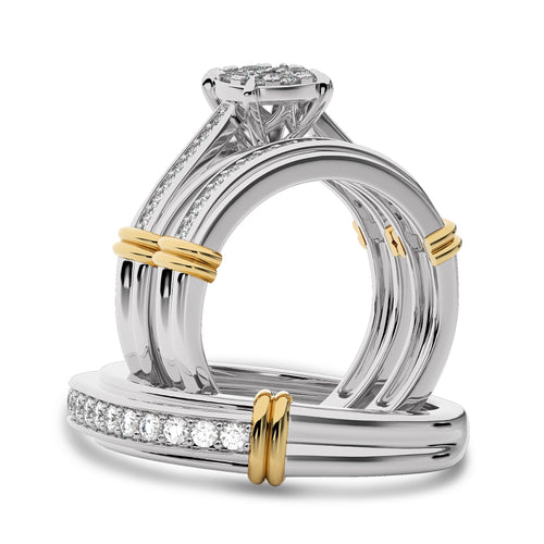 3/4 CT. Round Lab Created Diamond trio set Band Ring