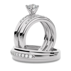 1 CT. Round Lab Created Diamond trio set Band Ring