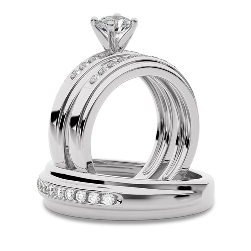 1 CT. Round Lab Created Diamond trio set Band Ring