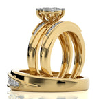 3/4 CT. His and Her Round Shape and Round Natural Diamond Wedding Trio band Ring Set