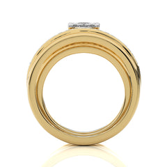 3/4 CT. His and Her  Oval and Round Natural Diamond Wedding Trio band Ring Set