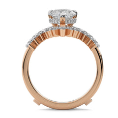2 CT Total Solitaire Pear and Round Cut Hidden Halo Lab Created Diamond Ring With Enhancer