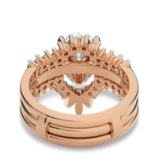 2 CT Total Solitaire Pear and Round Cut Hidden Halo Lab Created Diamond Ring With Enhancer