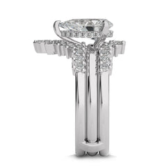 2 CT Total Solitaire Pear and Round Cut Hidden Halo Lab Created Diamond Ring With Enhancer