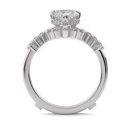 2 CT Total Solitaire Pear and Round Cut Hidden Halo Natural Diamond Ring With Enhancer