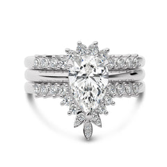 2 CT Total Solitaire Pear and Round Cut Hidden Halo Lab Created Diamond Ring With Enhancer