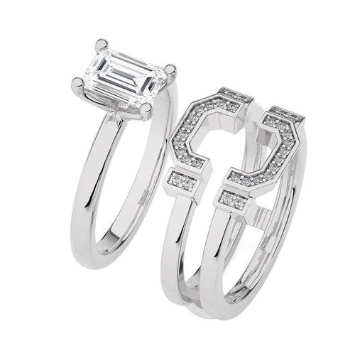 1 3/4 CT. Regal Reflection Emerald Lab Created Diamond Ring with Enhancer