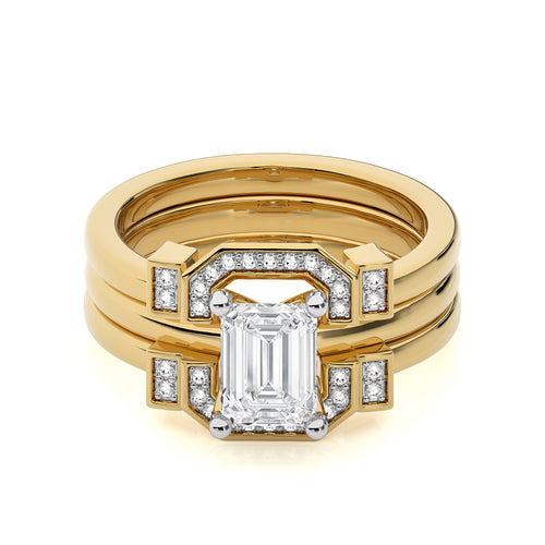 1 3/4 CT. Regal Reflection Emerald Lab Created Diamond Ring with Enhancer