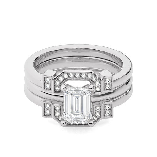 1 3/4 CT. Regal Reflection Emerald Lab Created Diamond Ring with Enhancer