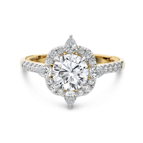 2 CT. Round and Pear Natural Diamond Anniversary Ring