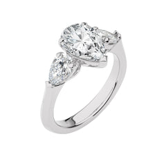 3 CT. Three Stone Pear Lab Created Diamond Engagement Ring