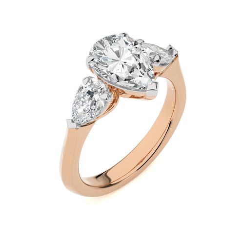3 CT. Three Stone Pear Lab Created Diamond Engagement Ring