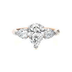 3 CT. Three Stone Pear Lab Created Diamond Engagement Ring