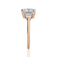 3 CT. Three Stone Princess and trapezoid Lab Created Diamond Engagement Ring