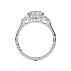 3 CT. Three Stone Princess and trapezoid Lab Created Diamond Engagement Ring