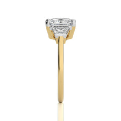 3 CT. Three Stone Princess and trapezoid Lab Created Diamond Engagement Ring