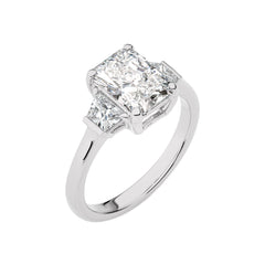 2 1/2 CT. Three Stone Radiant and Trapezoid Lab Created Diamond Engagement Ring