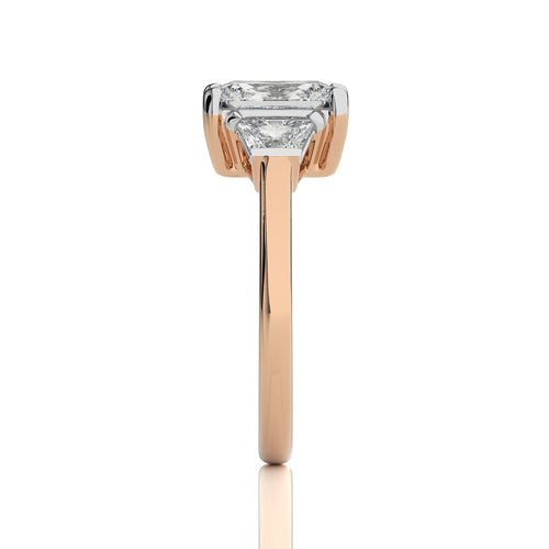 2 1/2 CT. Three Stone Radiant and Trapezoid Lab Created Diamond Engagement Ring
