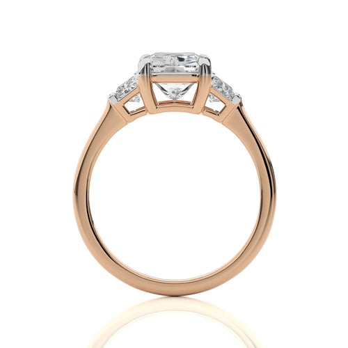 2 1/2 CT. Three Stone Radiant and Trapezoid Lab Created Diamond Engagement Ring