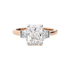 2 1/2 CT. Three Stone Radiant and Trapezoid Lab Created Diamond Engagement Ring