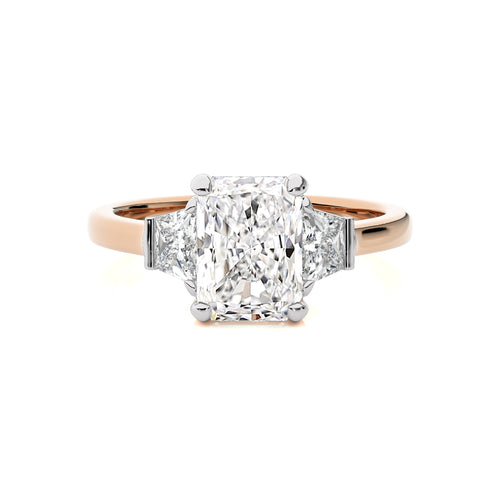 2 1/2 CT. Three Stone Radiant and Trapezoid Lab Created Diamond Engagement Ring
