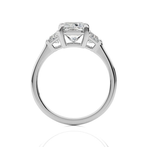 2 1/2 CT. Three Stone Radiant and Trapezoid Lab Created Diamond Engagement Ring