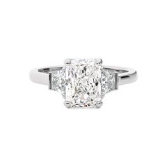 2 1/2 CT. Three Stone Radiant and Trapezoid Lab Created Diamond Engagement Ring