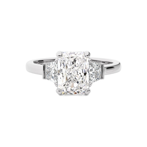 2 1/2 CT. Three Stone Radiant and Trapezoid Lab Created Diamond Engagement Ring