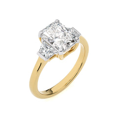 2 1/2 CT. Three Stone Radiant and Trapezoid Lab Created Diamond Engagement Ring