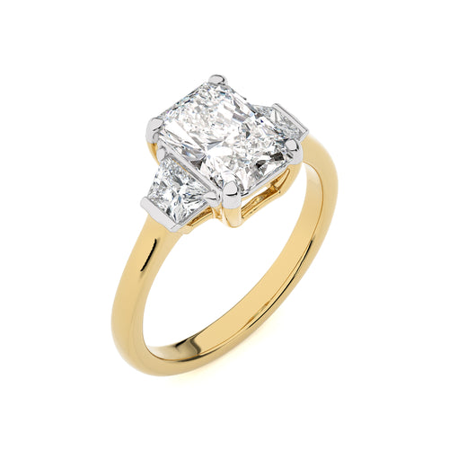 2 1/2 CT. Three Stone Radiant and Trapezoid Lab Created Diamond Engagement Ring