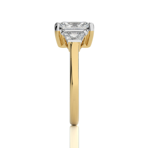 2 1/2 CT. Three Stone Radiant and Trapezoid Lab Created Diamond Engagement Ring