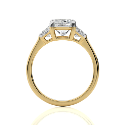 2 1/2 CT. Three Stone Radiant and Trapezoid Lab Created Diamond Engagement Ring