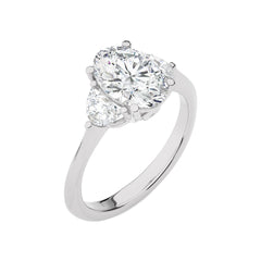 2 1/2 CT. Three Stone Oval and Half Moon Lab Created Diamond Engagement Ring