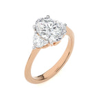 2 1/2 CT. Three Stone Oval and Half Moon Lab Created Diamond Engagement Ring