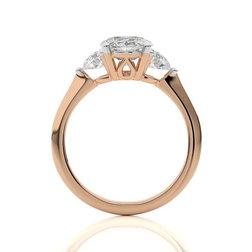 2 1/2 CT. Three Stone Oval and Half Moon Lab Created Diamond Engagement Ring