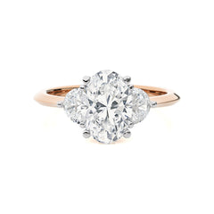 2 1/2 CT. Three Stone Oval and Half Moon Lab Created Diamond Engagement Ring