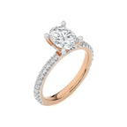 1 1/3 CT.Perennial Charm Center Oval and Round Natural Diamond With Studded Prong Engagement Ring
