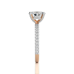 1 1/3 CT.Perennial Charm Center Oval and Round Natural Diamond With Studded Prong Engagement Ring