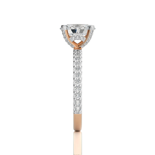 1 1/3 CT.Perennial Charm Center Oval and Round Natural Diamond With Studded Prong Engagement Ring