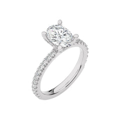 1 1/3 CT.Perennial Charm Center Oval and Round Natural Diamond With Studded Prong Engagement Ring