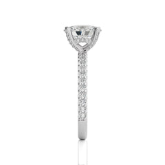 1 1/3 CT.Perennial Charm Center Oval and Round Natural Diamond With Studded Prong Engagement Ring