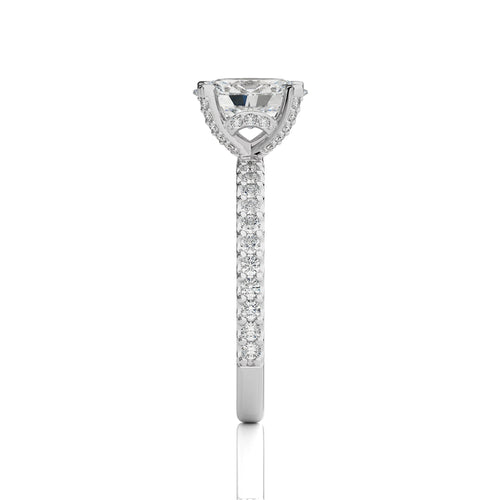1 1/3 CT.Perennial Charm Center Oval and Round Natural Diamond With Studded Prong Engagement Ring