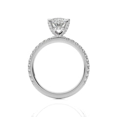 1 1/3 CT.Perennial Charm Center Oval and Round Natural Diamond With Studded Prong Engagement Ring