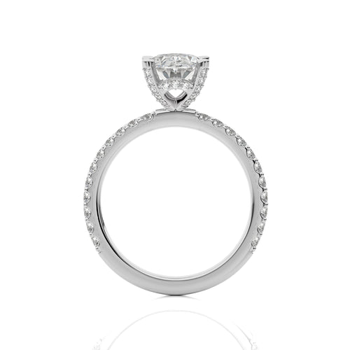 1 1/3 CT.Perennial Charm Center Oval and Round Natural Diamond With Studded Prong Engagement Ring