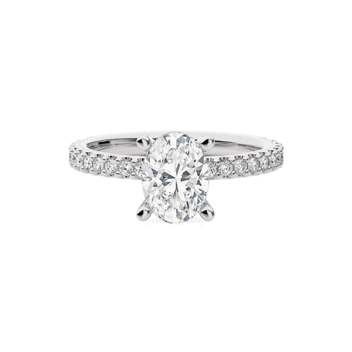 1 1/3 CT.Perennial Charm Center Oval and Round Natural Diamond With Studded Prong Engagement Ring