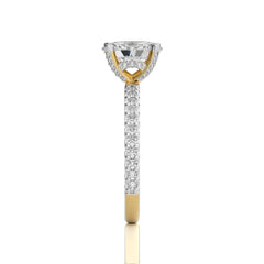 1 1/3 CT.Perennial Charm Center Oval and Round Natural Diamond With Studded Prong Engagement Ring