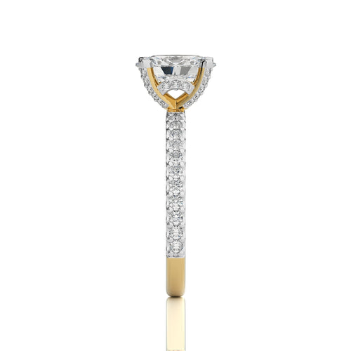 1 1/3 CT.Perennial Charm Center Oval and Round Natural Diamond With Studded Prong Engagement Ring