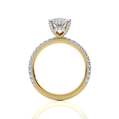 1 1/3 CT.Perennial Charm Center Oval and Round Natural Diamond With Studded Prong Engagement Ring