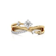 1/3 CT. Princess and Round Natural Diamond Cross Over Ring